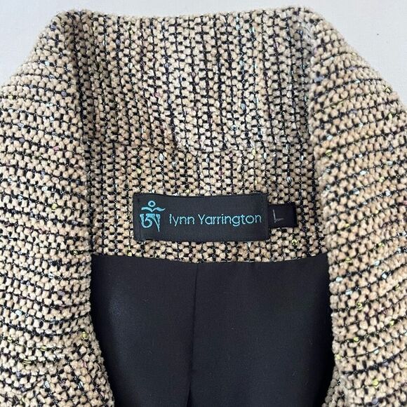 Fiber Artist Lynn Yarrington Jacket Large Handwoven Chenille Collared Tan Blazer - Picture 8 of 9